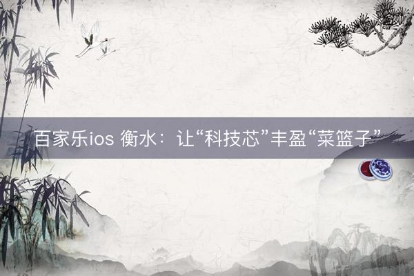 百家乐ios 衡水：让“科技芯”丰盈“菜篮子”