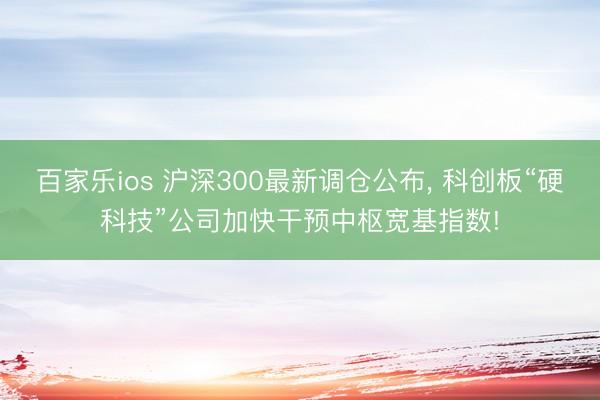 百家乐ios 沪深300最新调仓公布， 科创板“硬科技”公司加快干预中枢宽基指数!