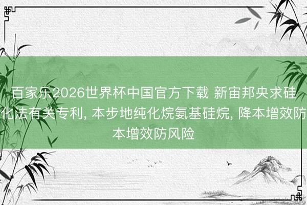 百家乐2026世界杯中国官方下载 新宙邦央求硅烷纯化法有关专利， 本步地纯化烷氨基硅烷， 降本增效防风险